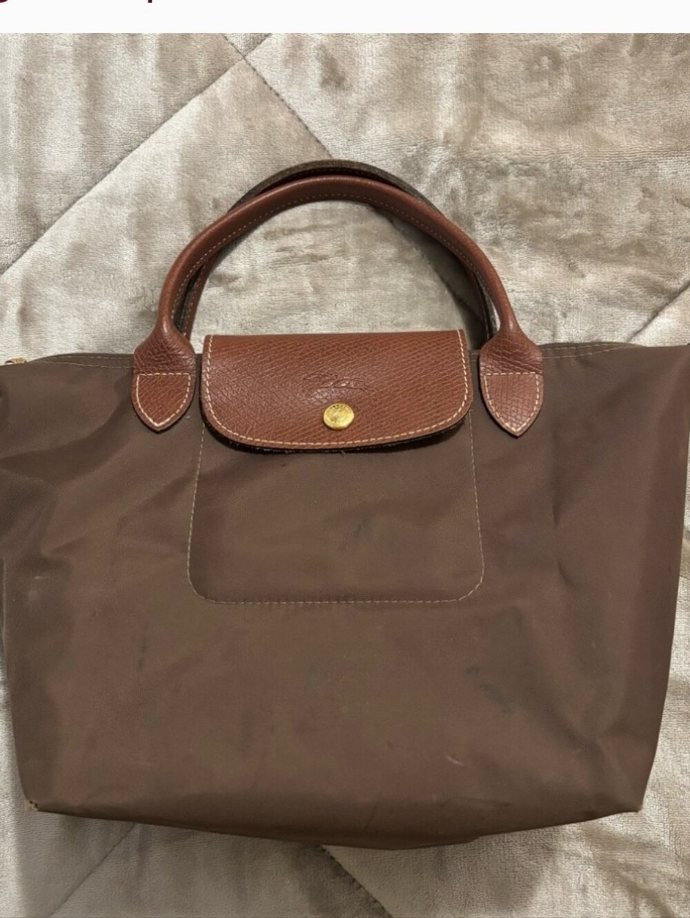 Longchamp Le Pilage Brown Tote with Chestnut Trim
